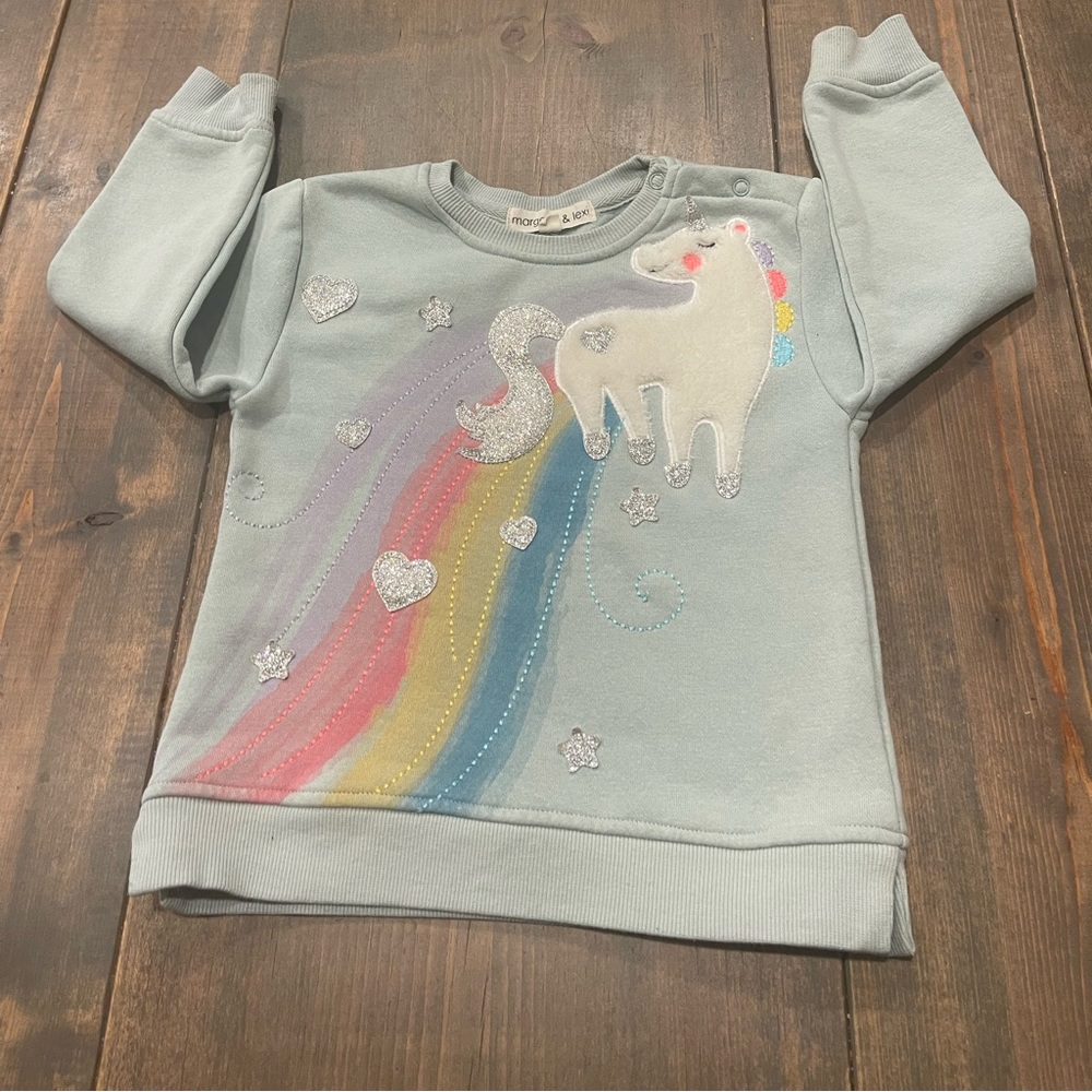 Margaux & Lexi Toddler Girl’s Long Sleeve Rainbow Unicorn Sweatshirt Size: 3T